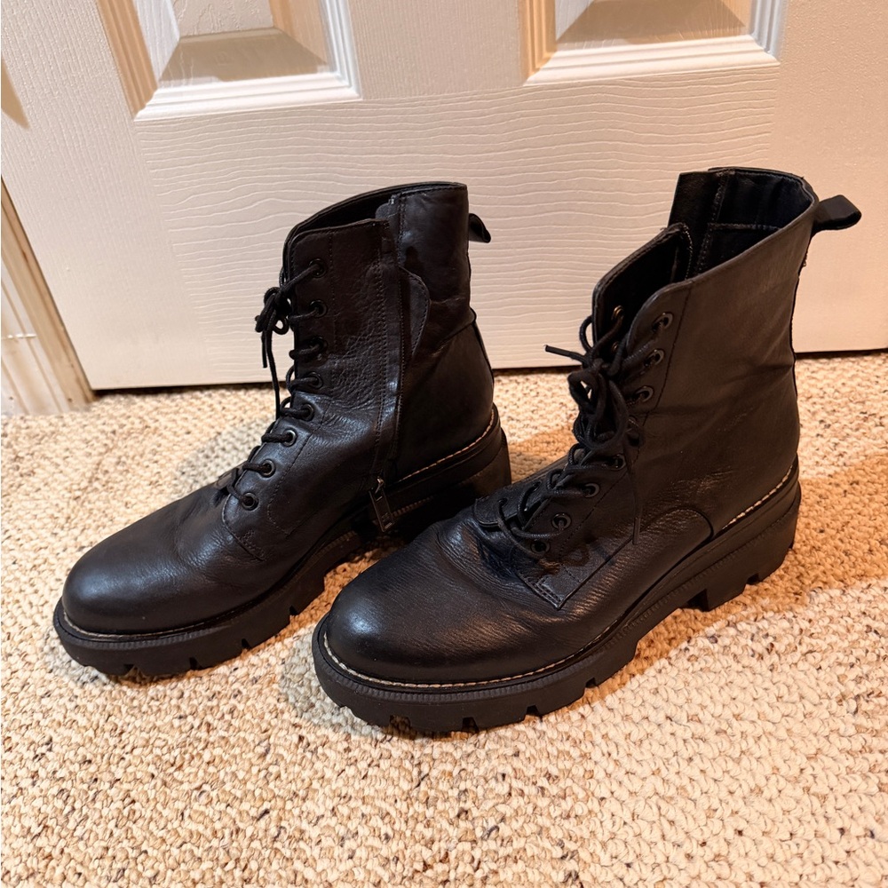 Sam Edelman Women's  ‘Garret’ Black leather  Lace-Up Combat Boots-US 8.5